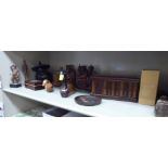 Carved, turned and other wooden artefacts: to include an early 20thC olivewood,
