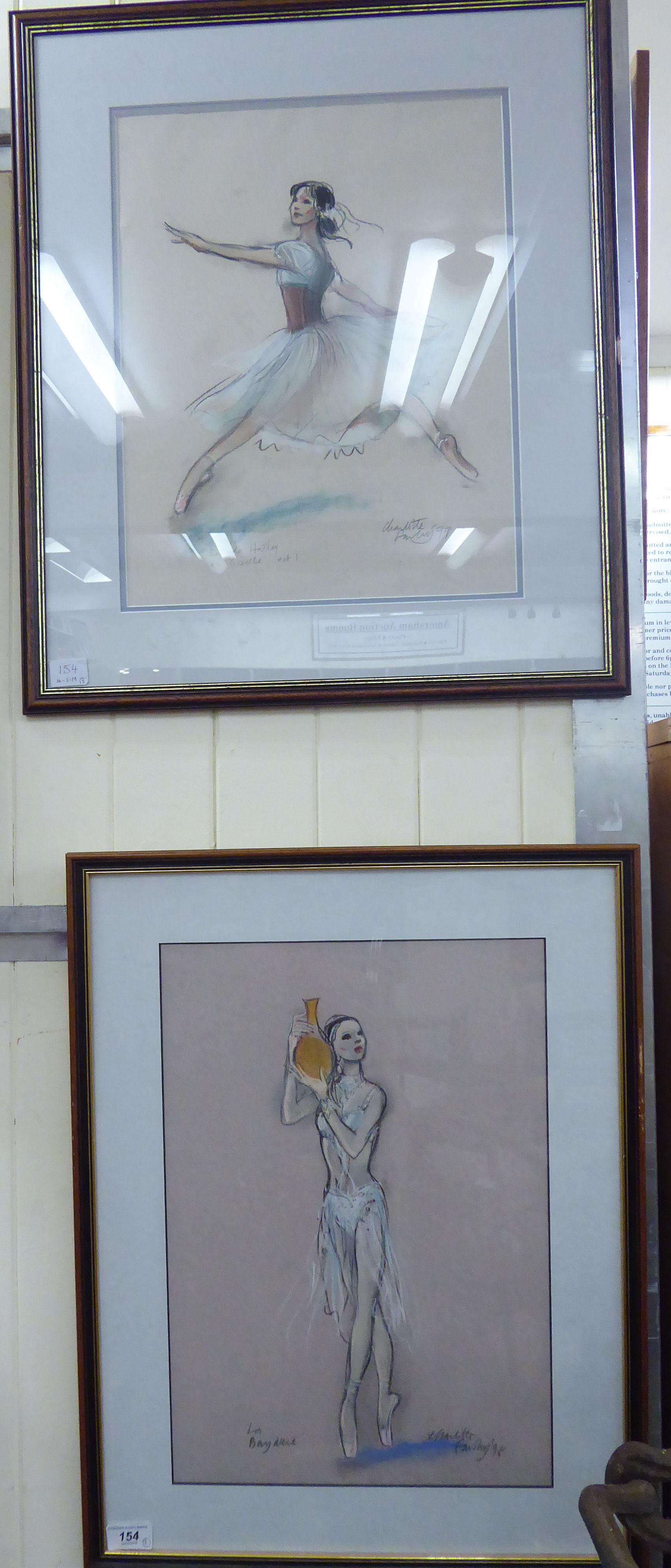 Charlotte Fawley - 'La Bayadere' and 'Giselle' pastels bearing signatures 18'' x 12'' framed