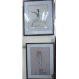 Charlotte Fawley - 'La Bayadere' and 'Giselle' pastels bearing signatures 18'' x 12'' framed