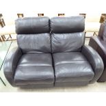 A La-Z-Boy brown hide upholstered two person recliner settee CA