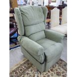 'The Mobility Furniture Company' a mint green fabric upholstered rise-and-fall armchair CA