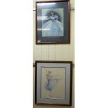 Charlotte Fawley - 'La Traviata ' and 'La Sylphide' pastels bearing signatures 14'' x 11''