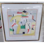 G Maedon - a cubist study Limited Edition coloured print 24/25 bears a pencil signature 17'' x