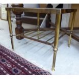 A 1980s lamp table, the gilded frame with an inset glass top,