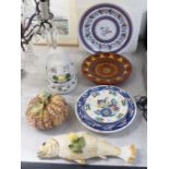 Decorative and serving (mainly Italian & Spanish) ceramics: to include three novelty china tureens