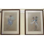 Charlotte Fawley - 'Juliet' and 'Cinderella' pastels bearing signatures 18'' x 12'' framed