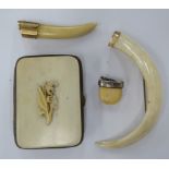 Victorian ivory collectables: to include a purse with metal mounts S