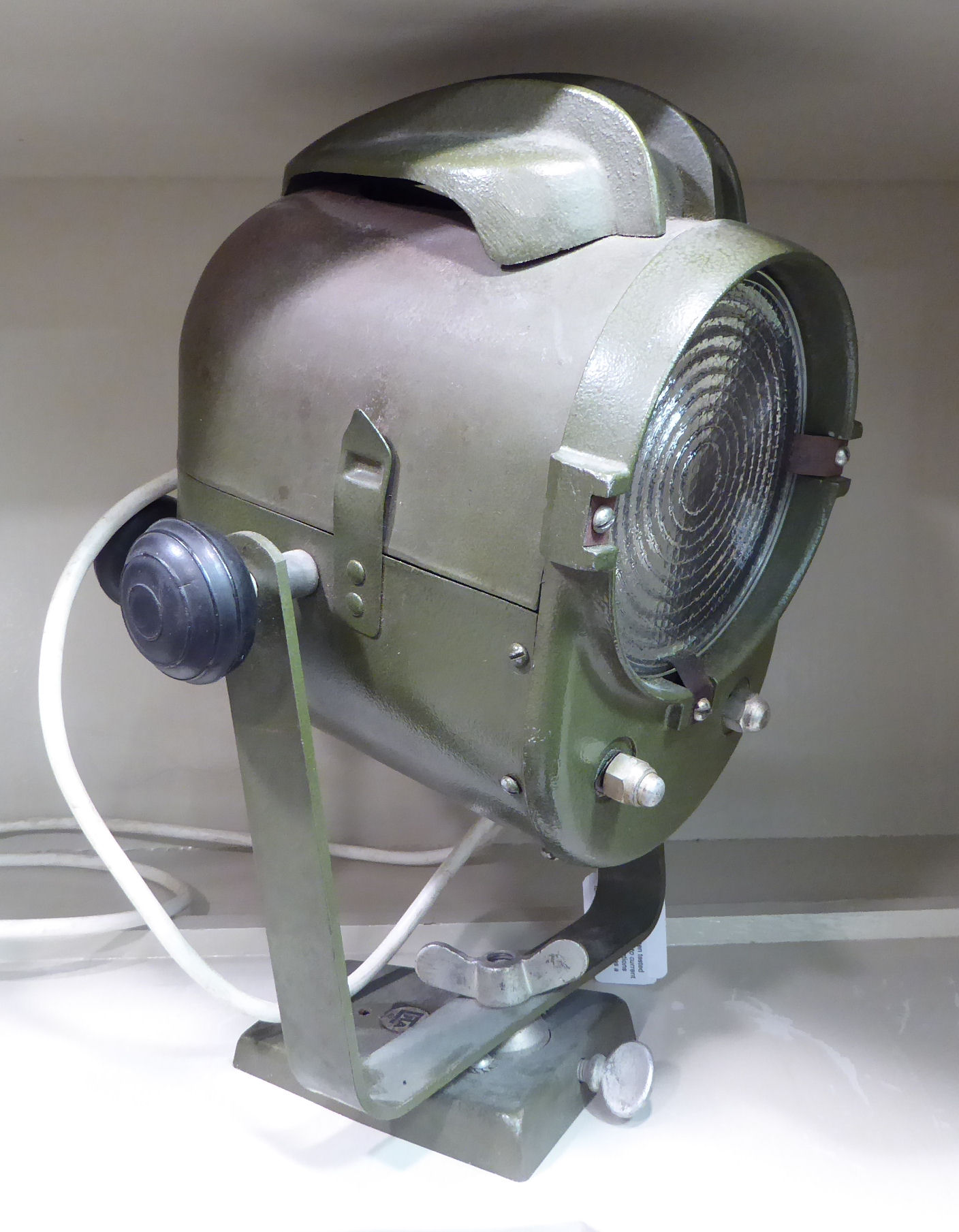 A Lita 62 military green coloured cast alloy and tinplate cased spotlight design desk lamp with a - Image 2 of 4