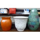 Ceramics: to include an early 20thC Brannam Barum sponged orange glazed pottery vase 8.