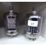 A pair of Mullard Quo 8-100 glass radio valves OS5