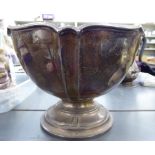 A George V silver trophy pedestal bowl with a wavy edged border Birmingham 1921 6''dia CS