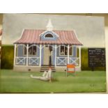 Toby Lyon - 'The Cricket Pavilion' oil on canvas bears a signature & dated '81 12'' x 16''