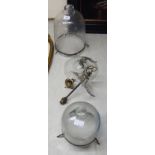 Two similar bell design glass hanging centre lights,
