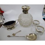 Silver collectables: to include a cut glass dressing table scent bottle with a cherubic embossed