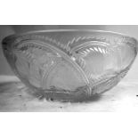 A Lalique glass Pinsons pattern bowl bears an etched Lalique France mark 9.