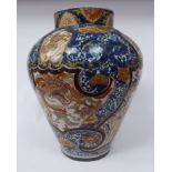 A late 18thC Japanese Imari porcelain vase of baluster form,