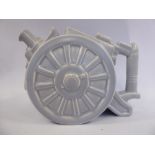 A 1939 George Clewes Belisha grey china howitzer field canon novelty teapot bears printed marks