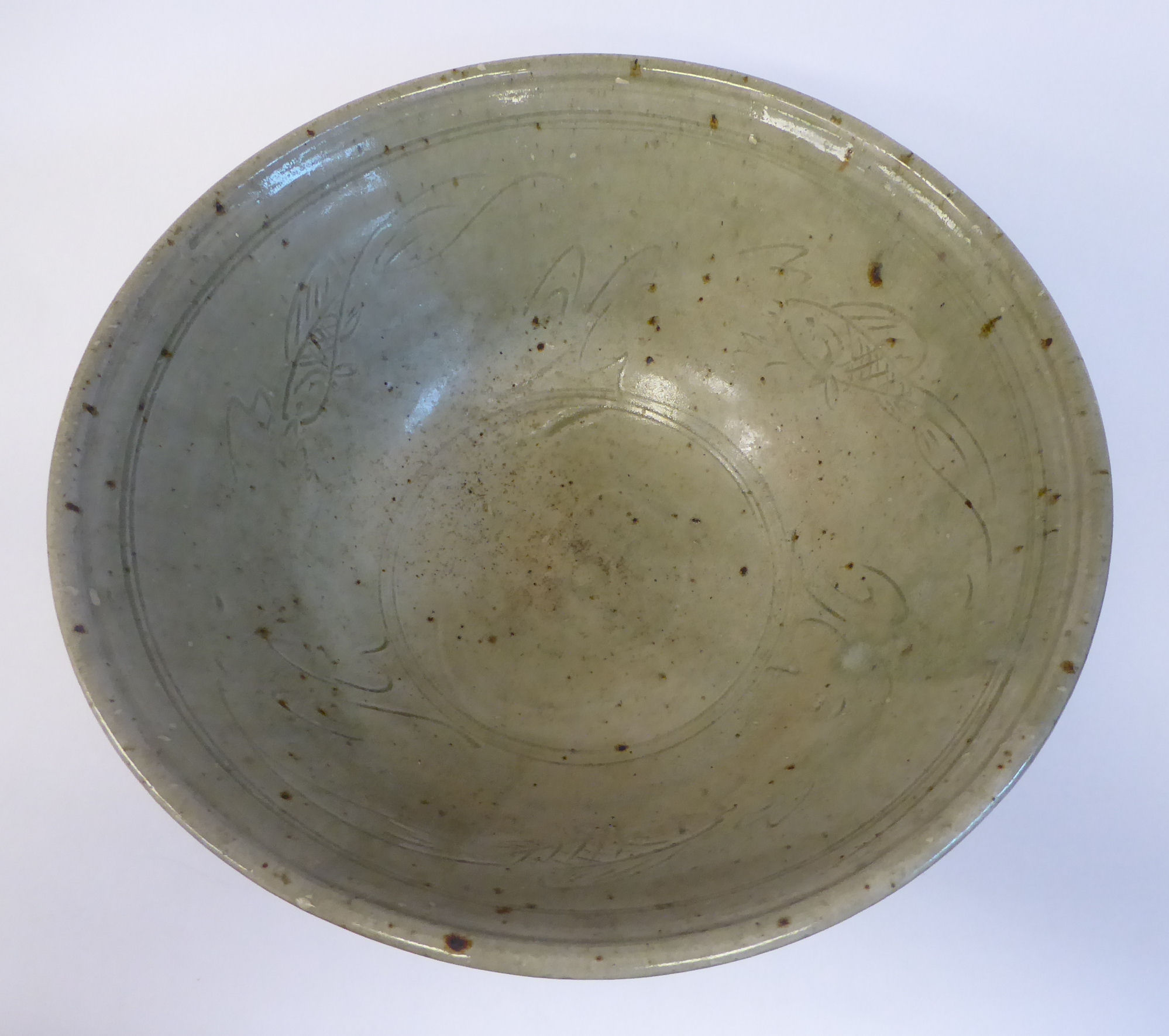 A pale green glazed studio pottery footed bowl, - Image 3 of 8