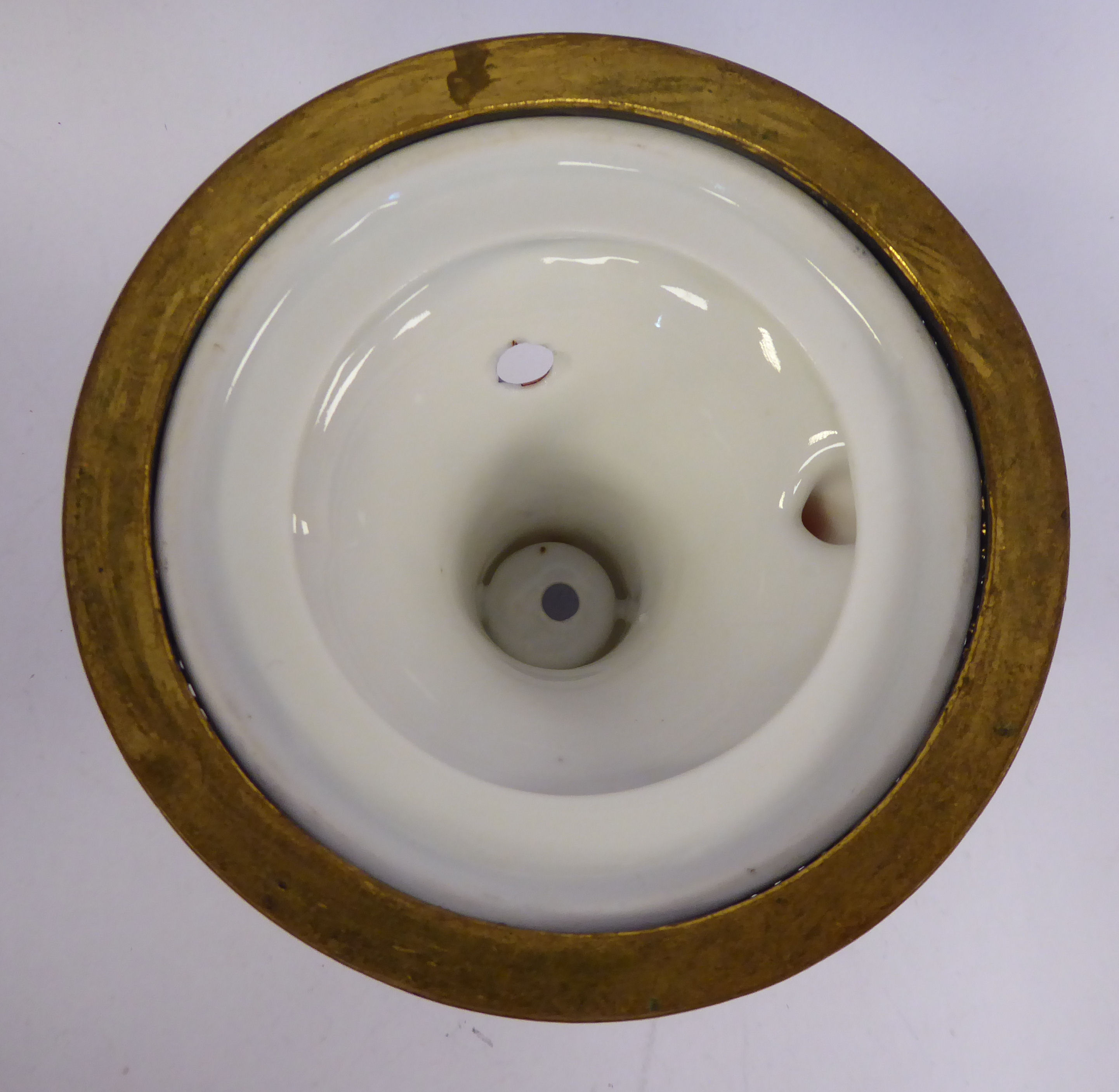 An early 20thC Chinese porcelain chamberstick of tapered form with a flared sconce and applied loop - Image 5 of 6