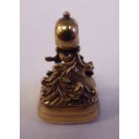 A Victorian gold coloured metal, foliate cast pendant seal,