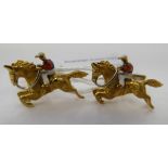 A pair of 18ct gold and enamelled cufflinks,