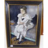 In the manner of Samuel John Peploe - 'Ciril in a White Dress' oil on board 16'' x 24'' framed