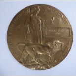 A Great War cast bronze Memorial Plaque,