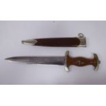 A German SA dagger, the mid brown coloured handle with emblems,