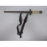 A German Luftwaffe dagger, the handle with a woven wire handgrip,