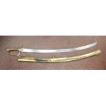 A Napoleonic sword with a brass and copper wire bound handgrip,