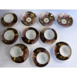 A set of seven Meissen porcelain tea cups and ten saucers,