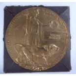 A Great War cast bronze Memorial Plaque, in the name of one 118127 Air Mechanic,