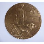 A Great War cast bronze Memorial Plaque,