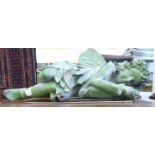 An 'antique' finished, green painted, cast iron model, a fairy,