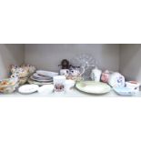 Decorative ceramics: to include a Clarice Cliff china plate 9''dia; and a Shelley china beaker,