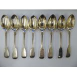 A set of eight mid Victorian silver fiddle pattern teaspoons Exeter 1860 11