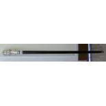 A novelty chromium plated steel mounted and ebonised walking cane,