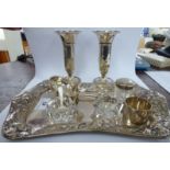 Silver and white metal collectables: to include an Art Nouveau Continental silver tray,