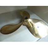 A Wortham Blake & Co brass triple blade boat propeller stamped RH 14''dia OS1