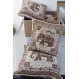 Six fabric covered scatter cushions,