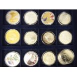 Thirteen various British and foreign proof coins cased CA