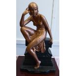 * Cipriani - an Art Deco painted plaster figure, a young woman dressed as a dancer,