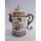 A late 18thC Chinese porcelain kettle of tapered cylindrical form,