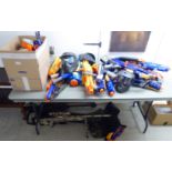 A large selection of Airsoft Nerf Blasters and similar with accessories BSR