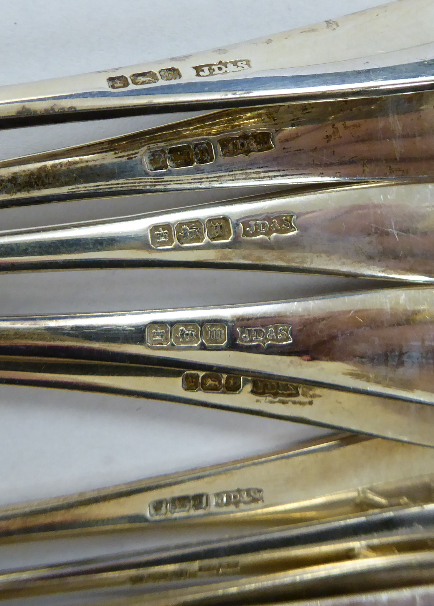 A matched set of nine silver shooting related presentation spoons mixed Sheffield marks 11 - Image 3 of 3