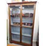 An early 20thC mahogany display cabinet, the pair of full-height glazed panelled doors,