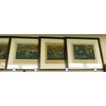 A set of four tinted engravings,