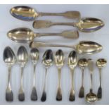 19thC and later silver flatware mixed assays,