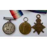 Three Great War medals: to include a service medal on coloured ribbons 11