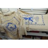 20thC Chinese embroidered bedding: to include pillow cases,